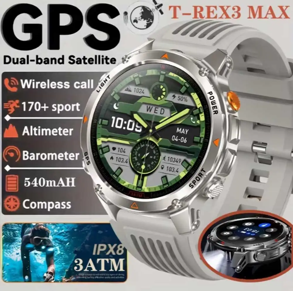 GPS Smart Watch, Wireless Calling and Information Alerts, 1.46-Inch High-Definition, 540mAh Battery / Long-Lasting Power Supply