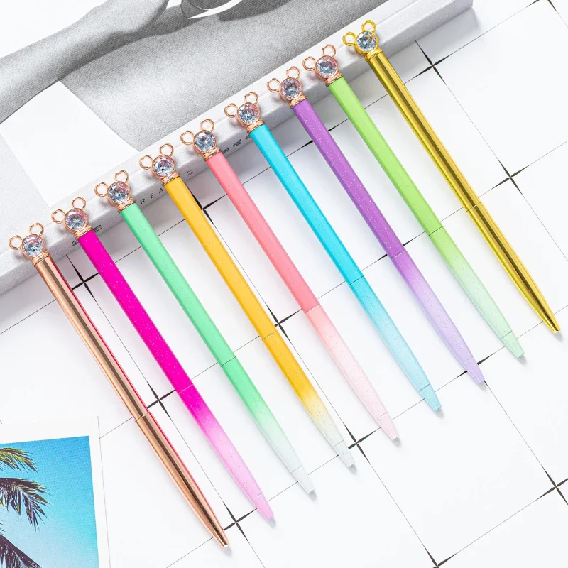 

20PCS New Cartoon Shaped Metal Pen Wholesale Creative Student Gifts Crystal Ball Pen Gradient Color Pen