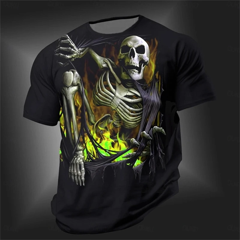 

3D Printing Fear Skulls Graphic T Shirts For Men Casual Alternative Taste Printed T-shirt Hip Hip Harajuku Style Short Sleeve