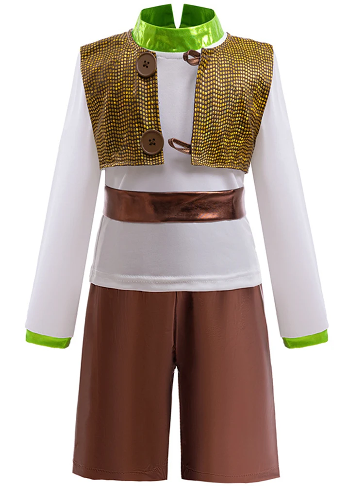 Fantasia de monstro 3 peças, conjunto de roupas para meninos, halloween, carnaval, festa, shrek, crianças, aniversário, escola, performance, dramatização