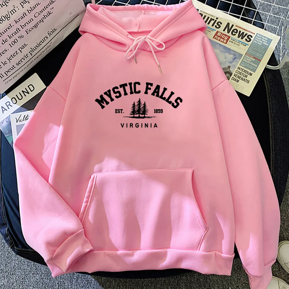 Mystic Falls Virginia EST 1859 Streetwear Hoodies Sudaderas Hombre Men Clothing Streetwear Male Long Sleeve Hooded Pullovers Top