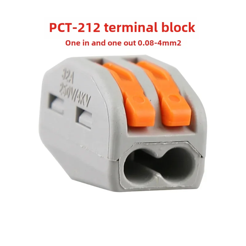 Conector de cable de cableado rápido Pct-212, Terminal de cable uno en uno, conector de cableado recto, herramienta de electricista duradera