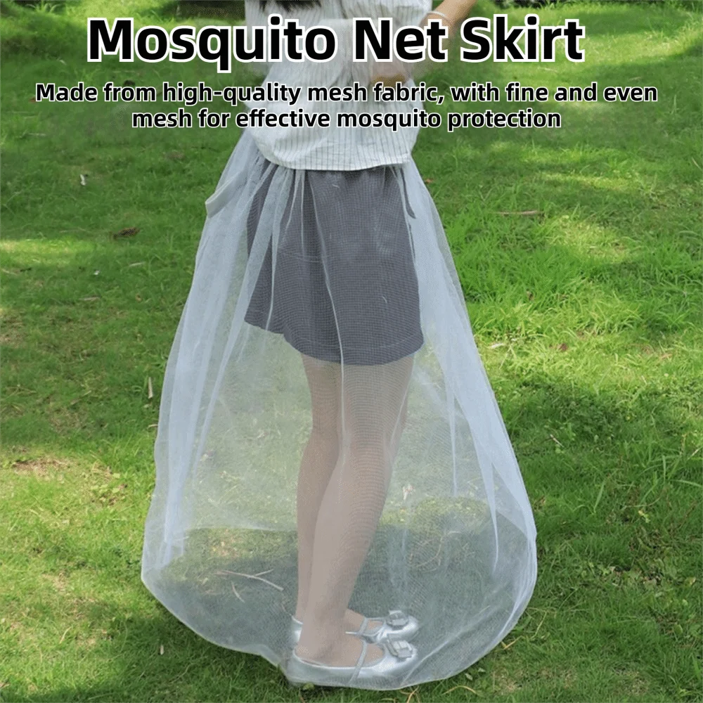 Bee Repellent Women's Net Dress Anti-Bug Net White Women's Half Skirt Portable Mesh Mosquito Repellent Cover Summer Wear