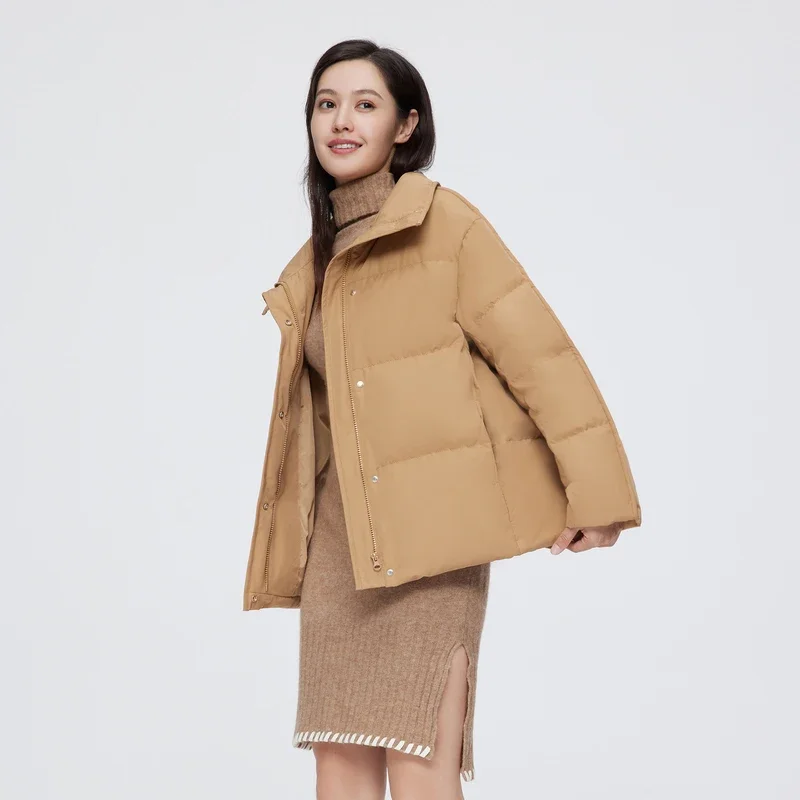 

экологически чистая ткань, зимняя куртка на 90% утином пуху, женская куртка с воротником-стойкой, пуховая куртка B 20145212 E