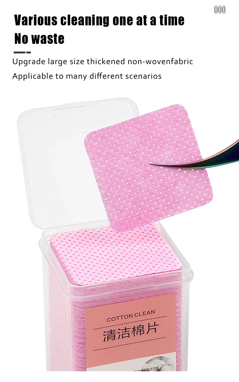 200 stücke Fusselfreien Nagellack Entferner Baumwolle Tücher Papier Pads Reinigung Werkzeug Nail art Tipps UV Gel Wimpern Kleber reiniger Befer – Detail 6
