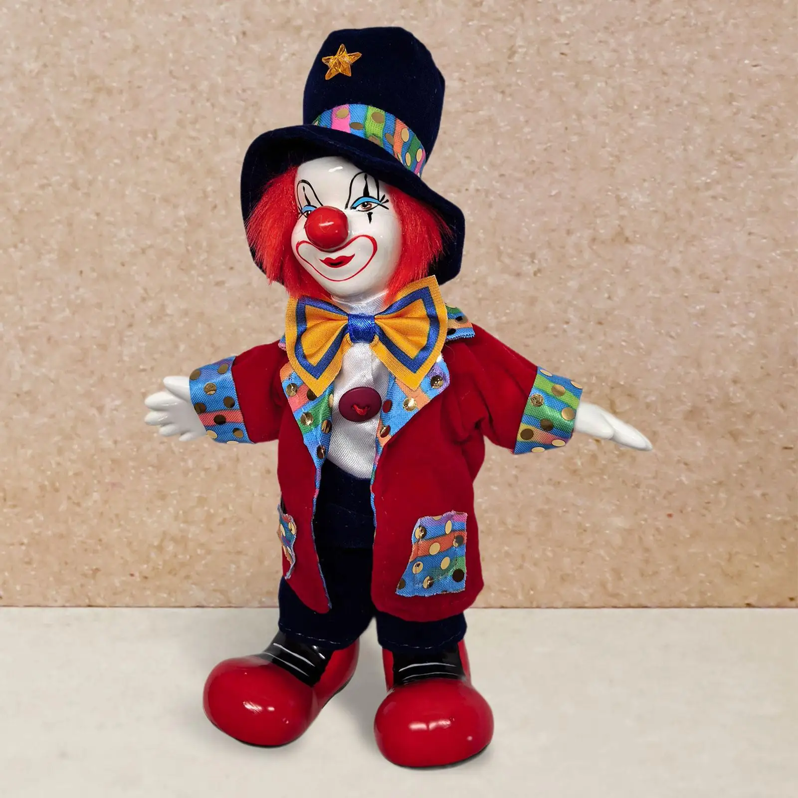 Clown Doll Figure Collectible Craft Desk Ornament Halloween Ornament Clown Model 18cm for Party Home Bedroom Desktop Decor