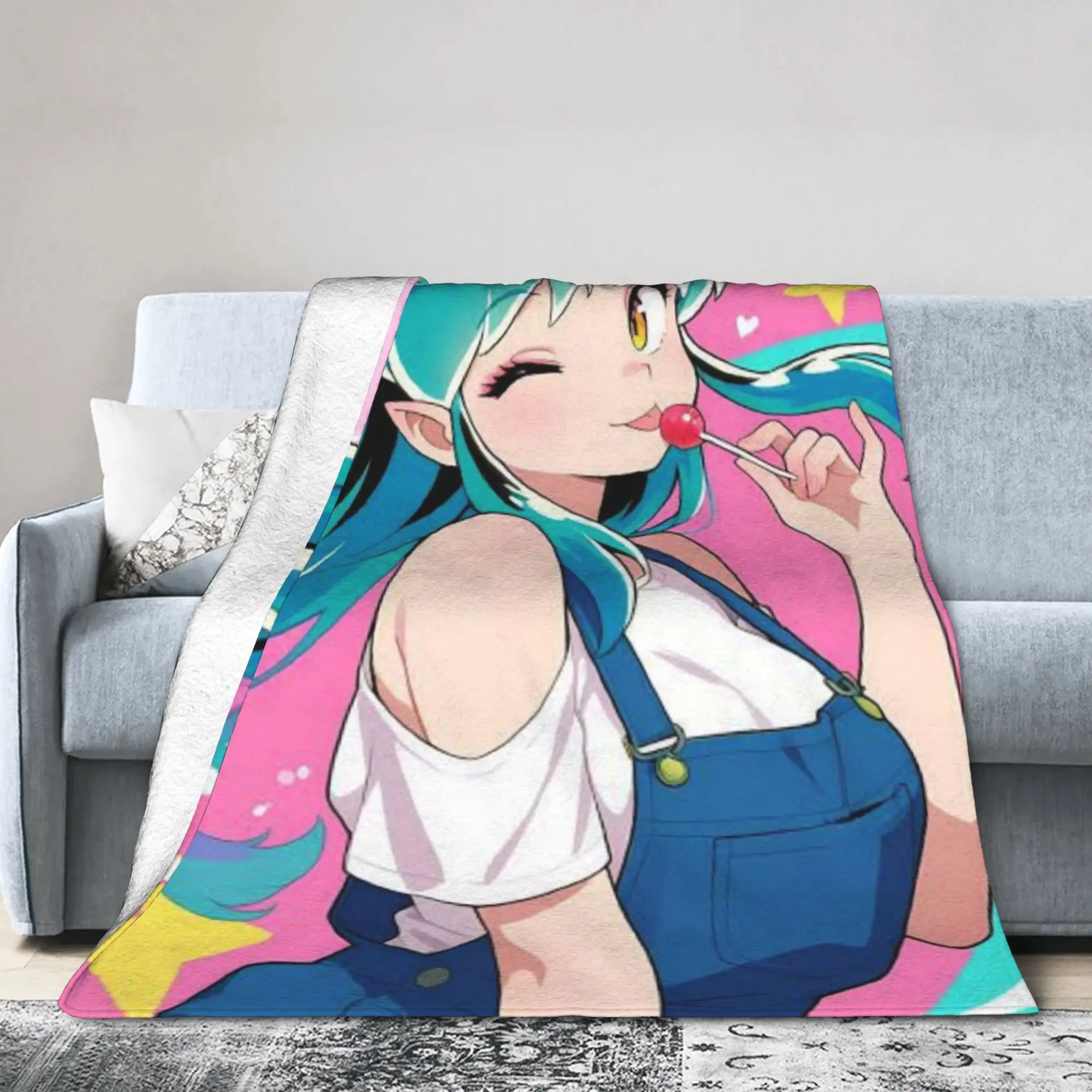 

Забавные одеяла Urusei Yatsura, мягкое коралловое флисовое плюшевое одеяло для отдыха, можно стирать в машине