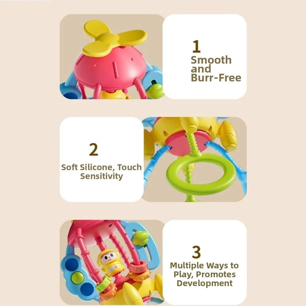 Cartoon Baby Sensory Montessori Early Educational Sensory Development Pull String Sensory Finger Grasp Train
