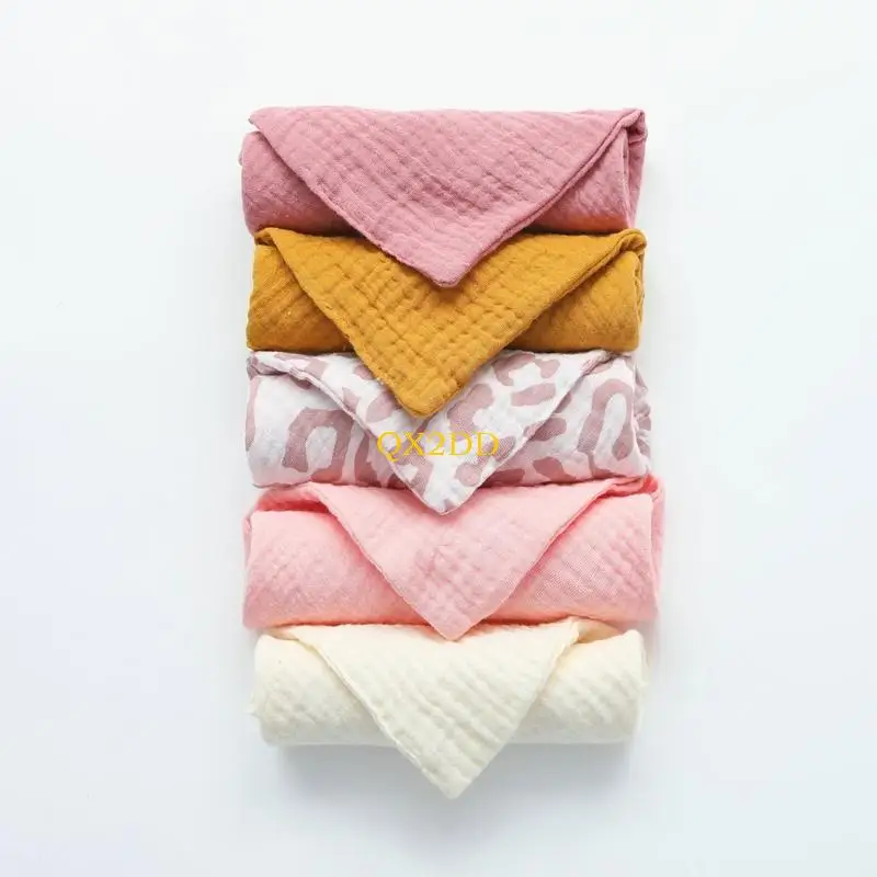 QX2D 10Pcs Baby Square Towels Infants Wash Hand Face Towel Handkerchief Feeding Bib Burp Cloth Soft Crepe Muslin Saliva Towel