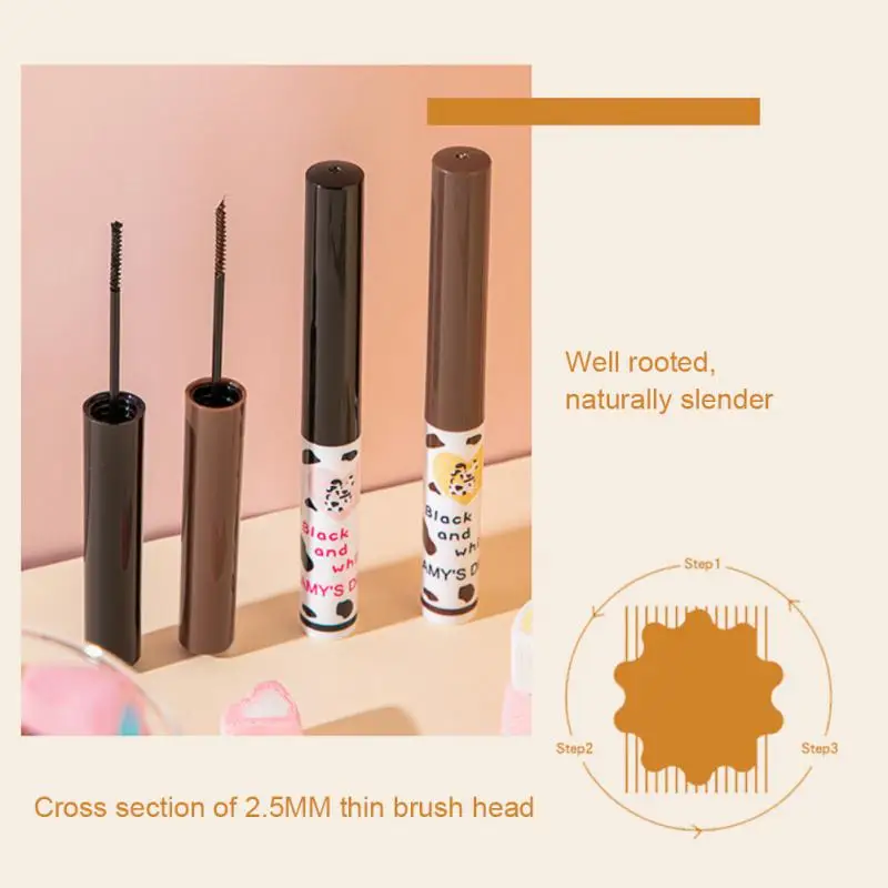 Tête de brosse ultra fine pour les yeux noirs naturels, maquillage des yeux, extension des cils, imperméable, ne tache pas ou ne décolle pas