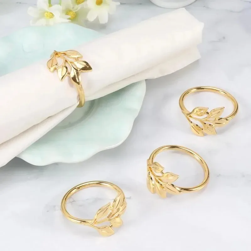 1-12PCS Gold Alloy Napkin Rings Reusable Smooth Edge Easy Clean Table Decoration for Wedding Party Holiday Dinner Banquet - view 3