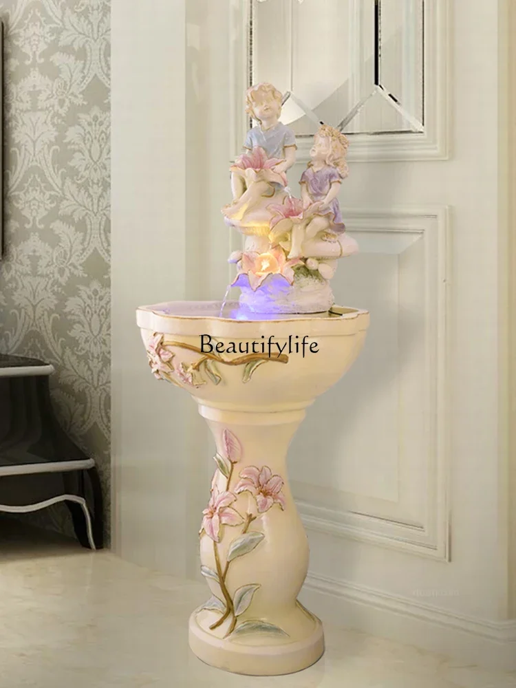 Wedding Gift Water Fountain European Style Ornaments Floor Living Room Home Decoration Waterscape Creative Fish Tank