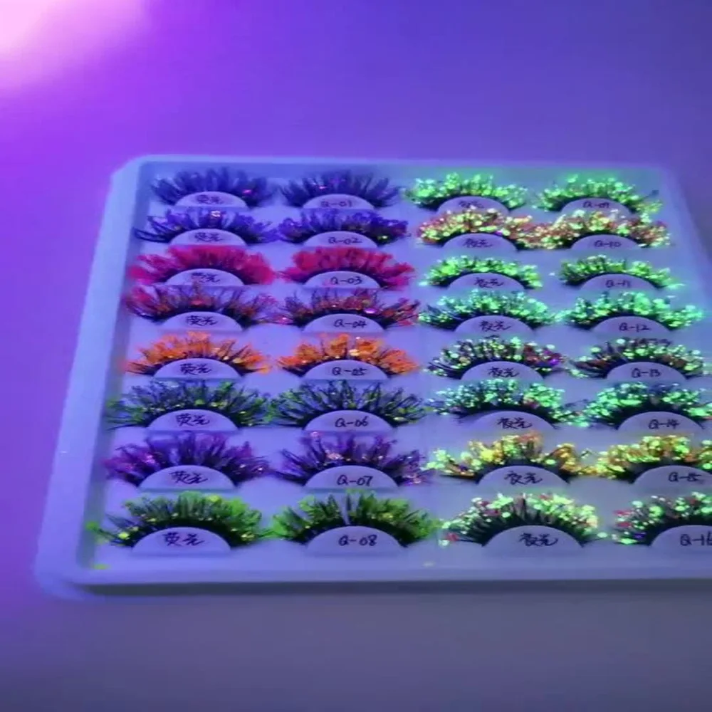 ขนตาปลอมกลิตเตอร์วิบวับ 1 คู่ สำหรับฮาโลวีน แต่งหน้าฟูๆ DIY คอสเพลย์ เวที แต่งตาเท่ๆ