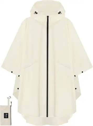 Waterproof Hooded Rain Poncho for Adults with Pocket and Zipper, Lightweight Raincoat for Men and Women