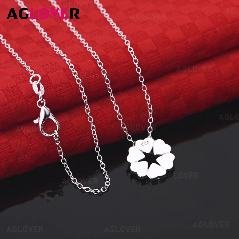 

AGLOVER 925 Sterling Silver Six Heart Small Ring Pendant Bracelet Women's Jewelry Wedding Engagement Fashion Party Jewelry