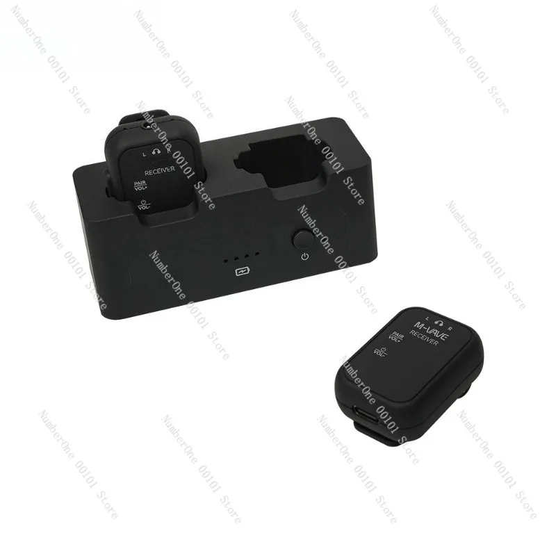 Wireless audio transmitter receiver portable wireless monitor earphone monitor with charging compartment one for two