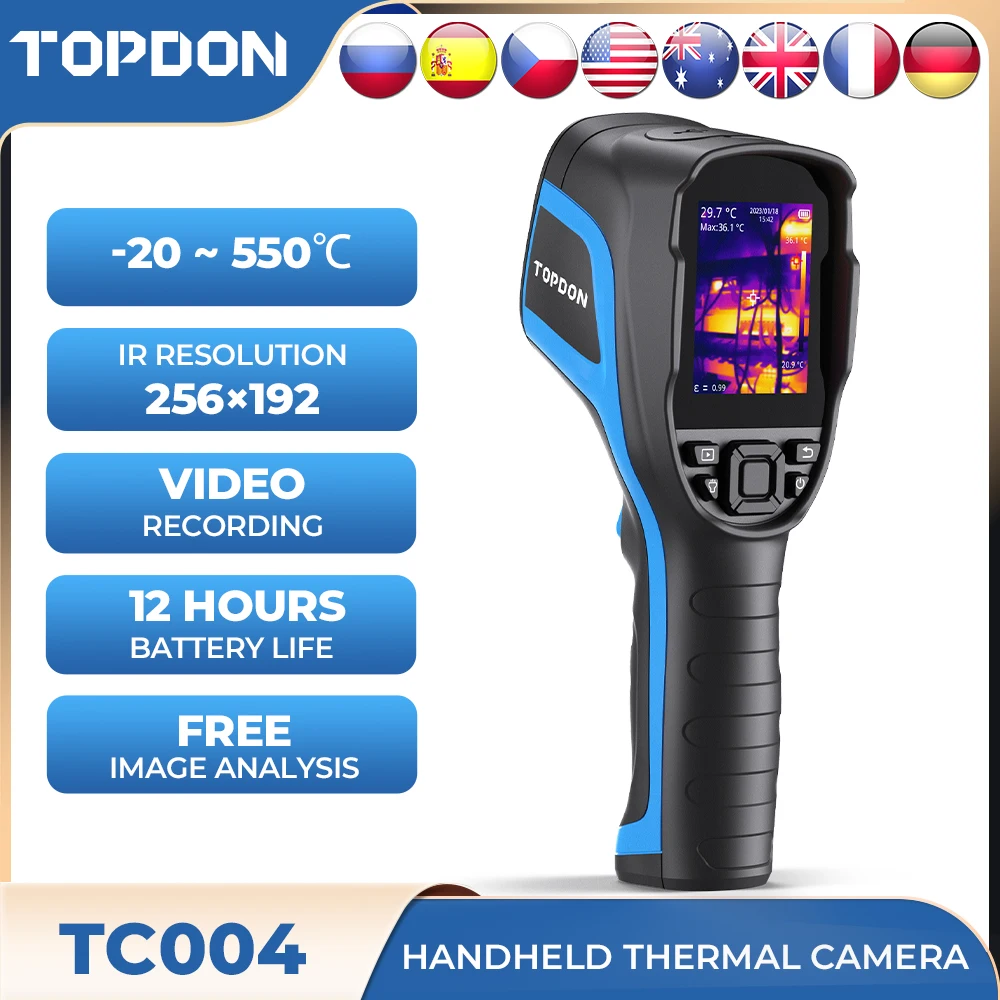 

TOPDON TC004 Handheld Infrared Thermal Scanner Imaging Camera Imager PC Image Analysis High Resolution Accuracy 256*192 Tool