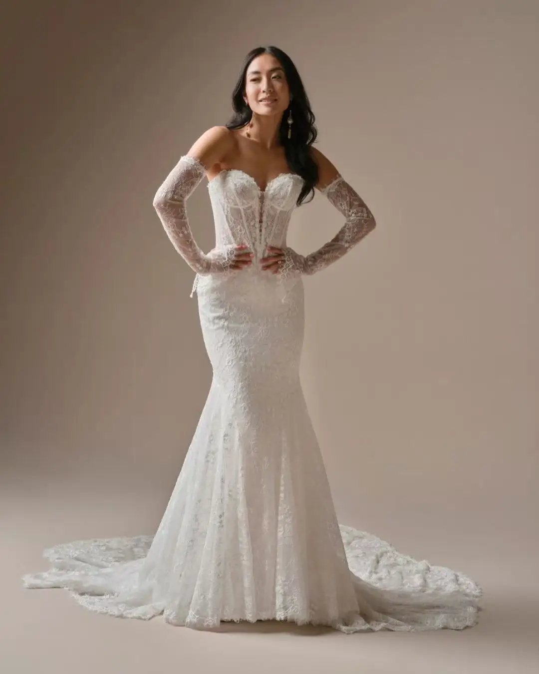 Luxury Lace Mermaid Custom Made Wedding Dress Sweetheart Corset Bridal Gown Long Train Custom Size Vestido De Novia