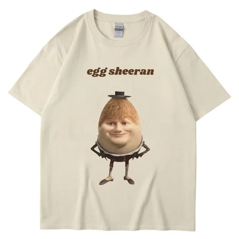 Funny Egg Ed Sheeran Meme Picture Tshirt Breathable Casual Short Sleeve Women's Tshirt Super Street Headwear Gift