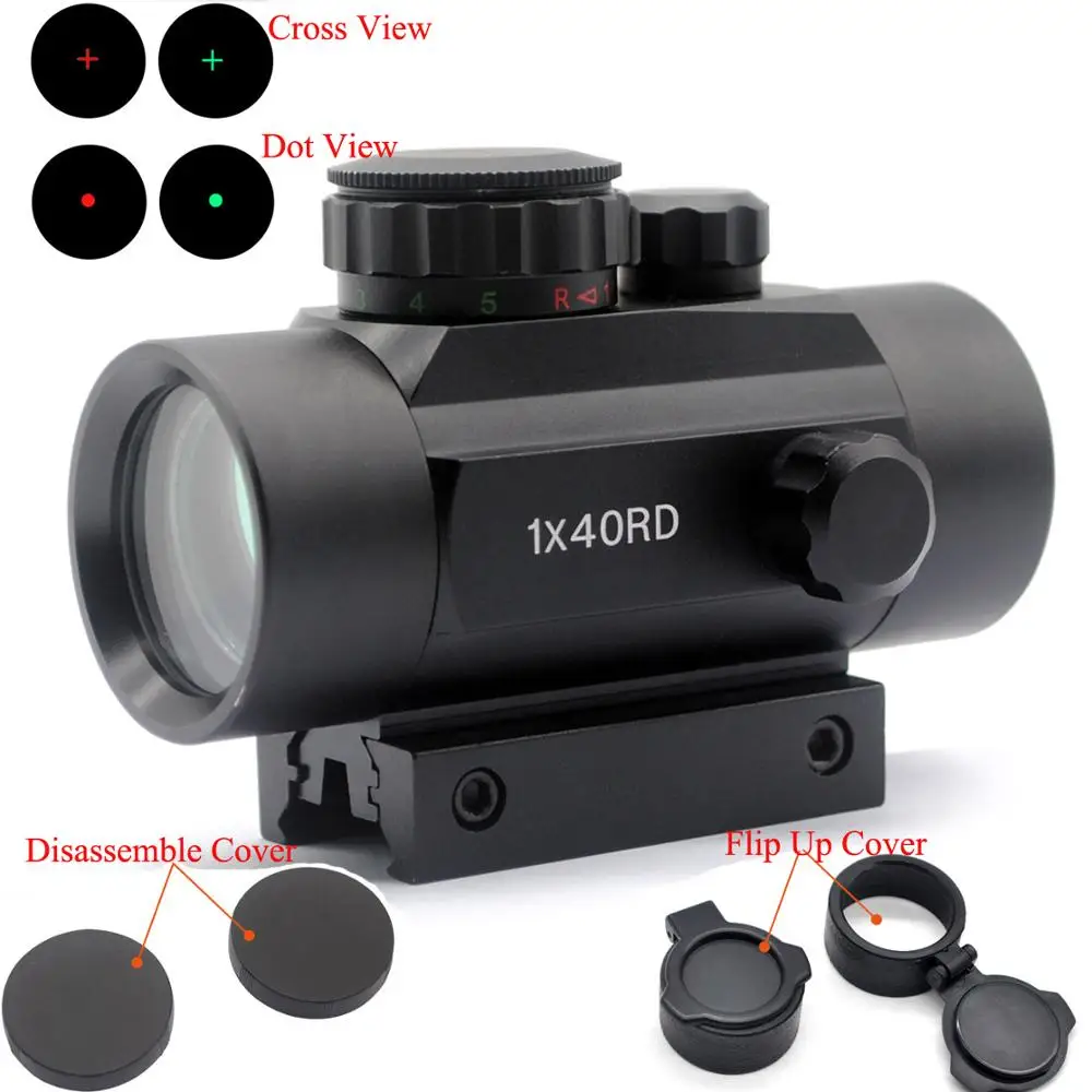 

Holographic 1x40 Sight Scope Red Green Dot/Cross View Riflescope Hunting with 11&20 Mm Rail Mount