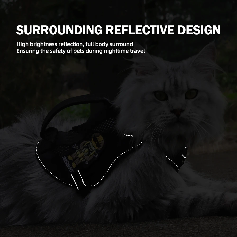 Cool Puppy Cat Tactical Harness and Leash Handheld Pet Harnesses for Cats Maine Coon Chinchilla Mascotas Adhesive Accessories