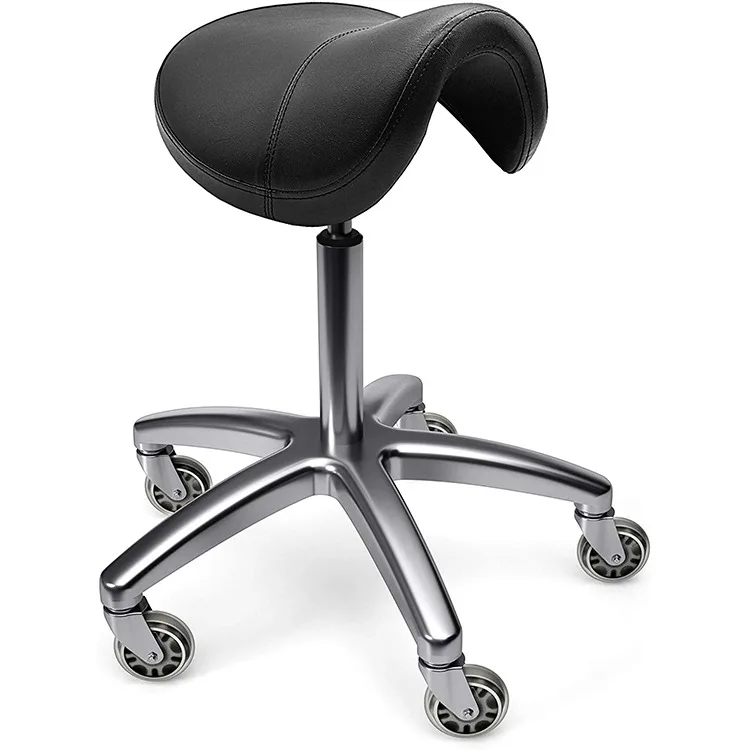 

Saddle Stool - Ergonomic Saddle Chair - Comfortable Saddle Stool with Wheels - Swivel Salon Cutting Stool -Esthetician Chair