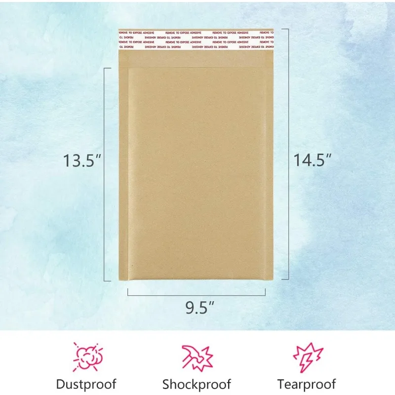 Brown Kraft Paper Bubble Mailers, Almofada Acolchoada Envelopes, Sacos de envio com Casca e Selo para Correio, Natural, 100 Pcs