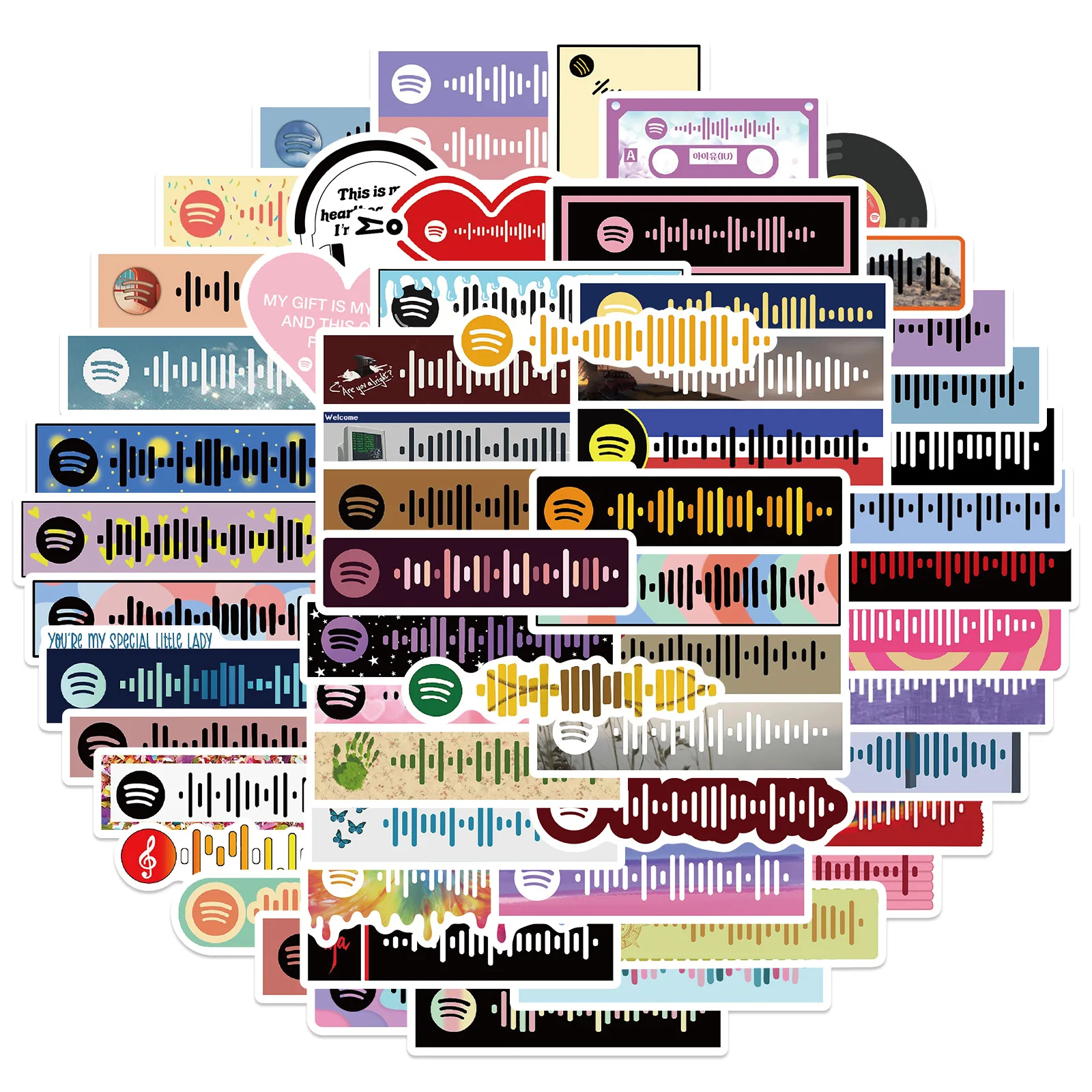 68PCS Funny Musical Note Stickers Colorful Decals Decoration DIY Scrapbook Laptop Phone Guitar Car Bike Toys PVC Sticker