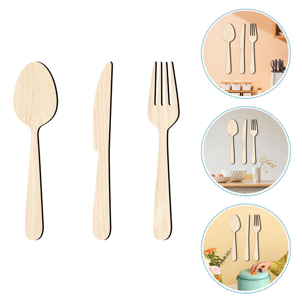 

Nail Stickers Wooden Fork Spoon Knife Sign Farmhouse Decor Kitchen Wall Accessories The Beige Signs
