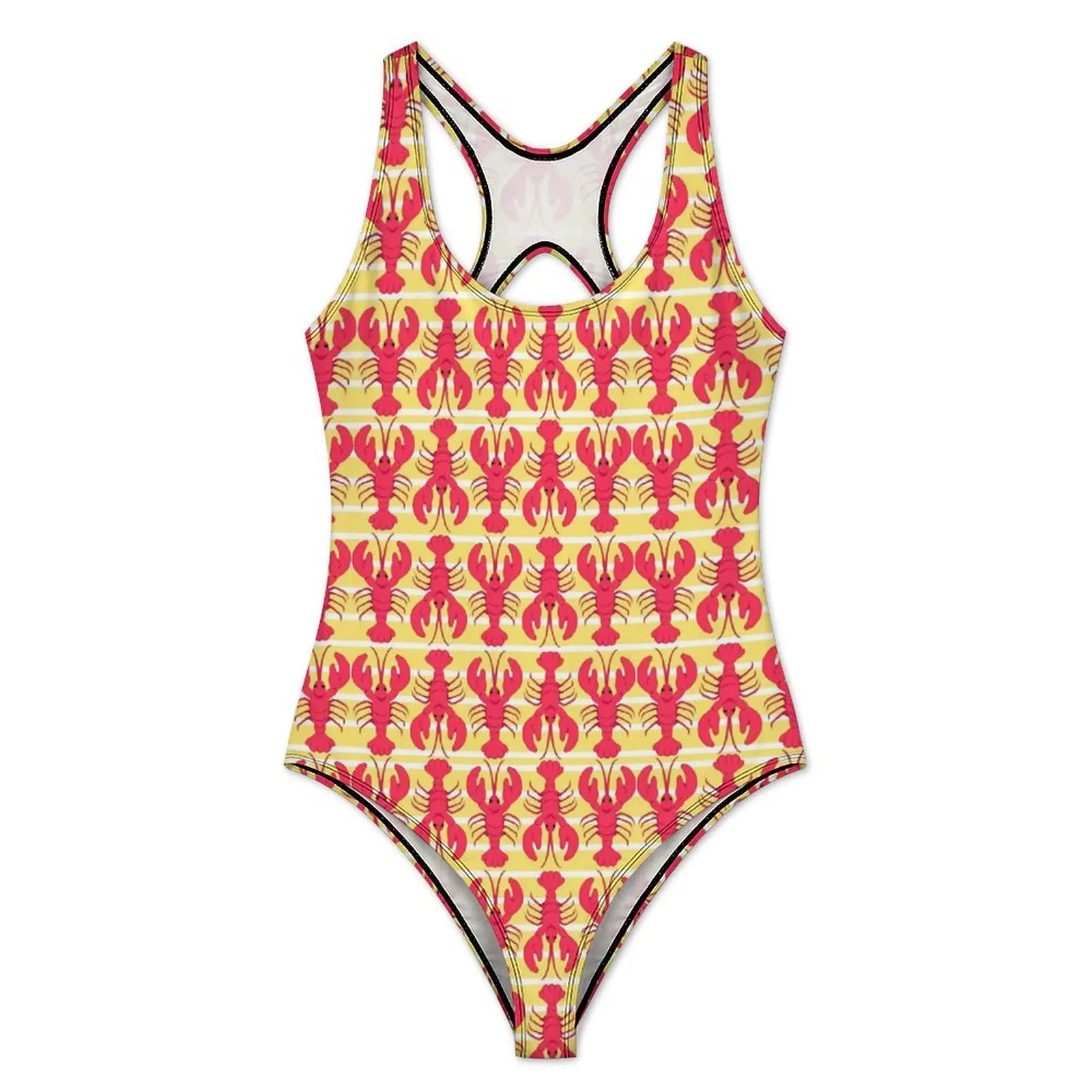 Red Lobsters Swimsuit Sexy Animal Print One Piece Swimwear Push Up Swimsuits Novelty Holiday Surf Beach Wear