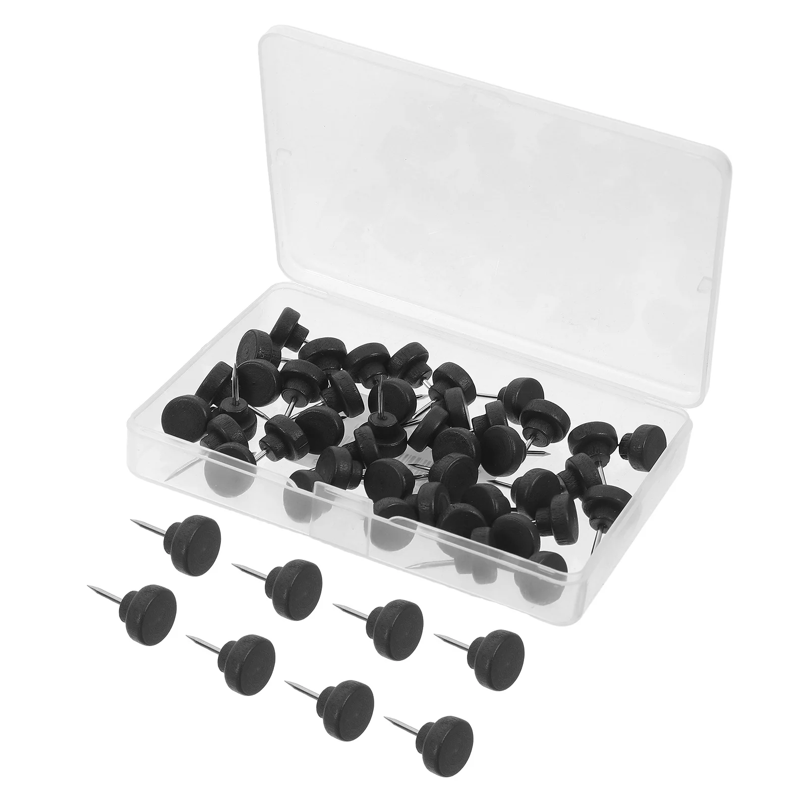 

50Pcs Natural Wood Push Pins for Corkboard Elegant Photo Wall Decorative Thumb Tacks Office Use Push Board Pin