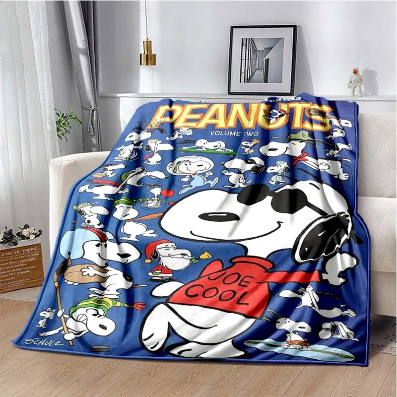 HD Cute Snoopy Cartoon Printed Plush Blanket Home Sofa Bed Children's Office Portable Picnic Warmth Portable Gift Blanket