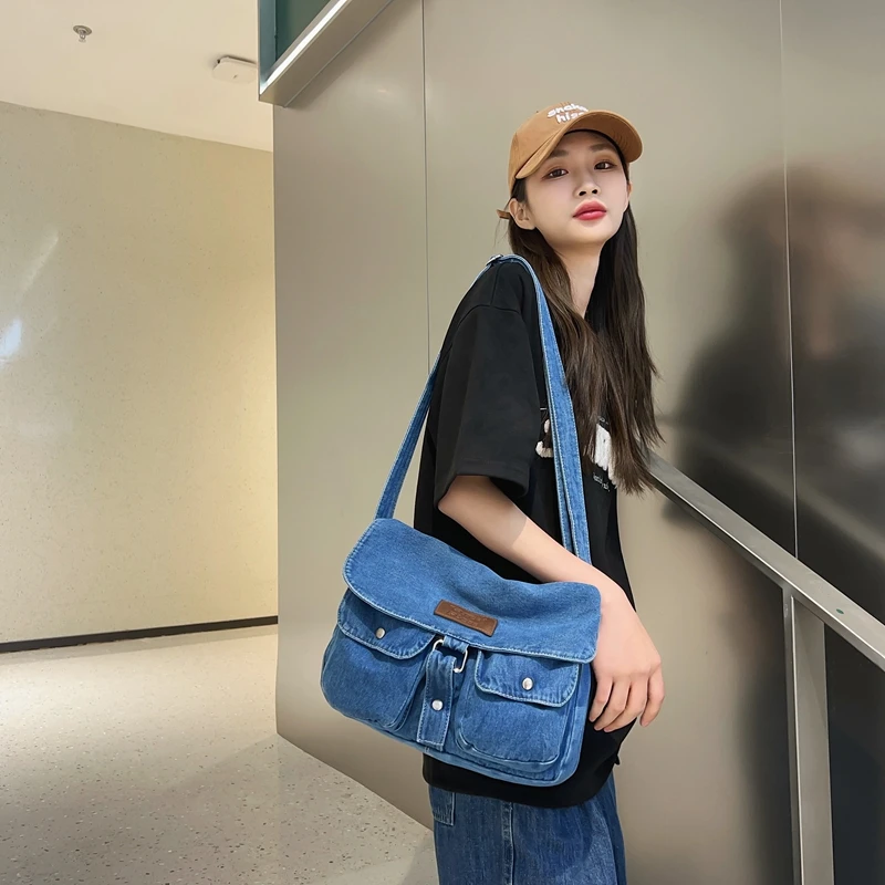 Borse a tracolla in Denim Hobo per donna 2023 nuove tendenze borse e borsette borsa a tracolla Multi tasche Totes di grande capacità