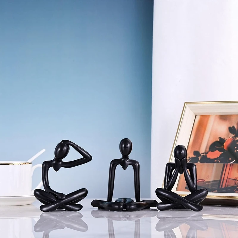 4 Pcs Thinkers Statue, Bookshelf Decor Black Thinkers Statue Figurines-Decorate Your Home, Abstract Art Sculptures