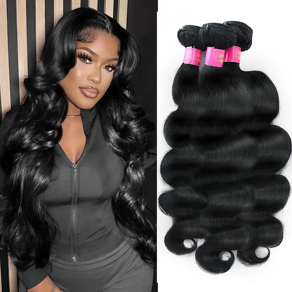 100% الجسم موجة حزم الشعر البشري 3/4 قطعة الطبيعية الأسود البرازيلي نسج ريمي غير المجهزة حزم 30 40 بوصة وصلة إطالة شعر طبيعي