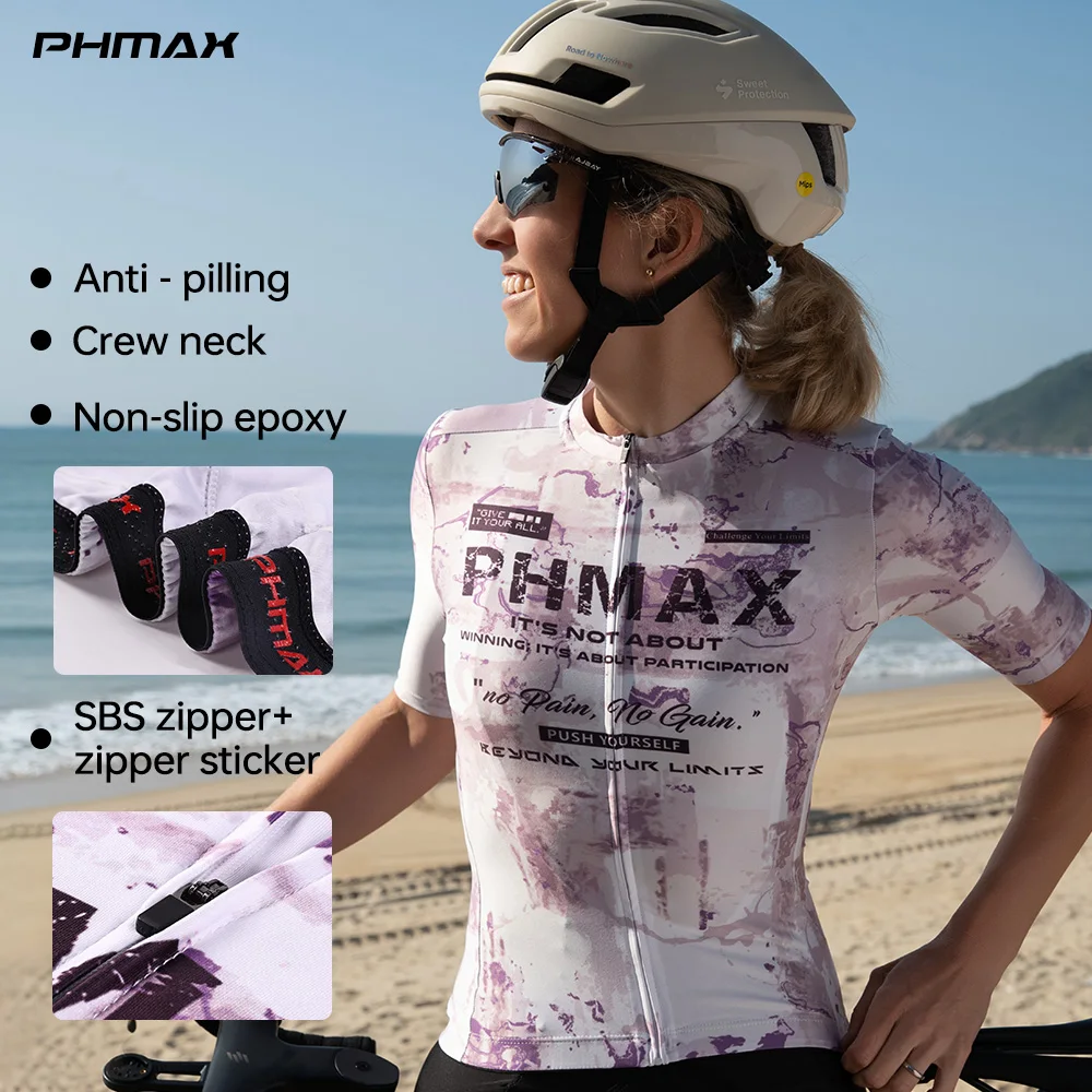 PHMAX Women's Pro Cycling Jersey Summer Breathable Short Sleeve Anti-UV SPF 50+ Sun Protection MTB Road Bike Bicycle Top Shirt