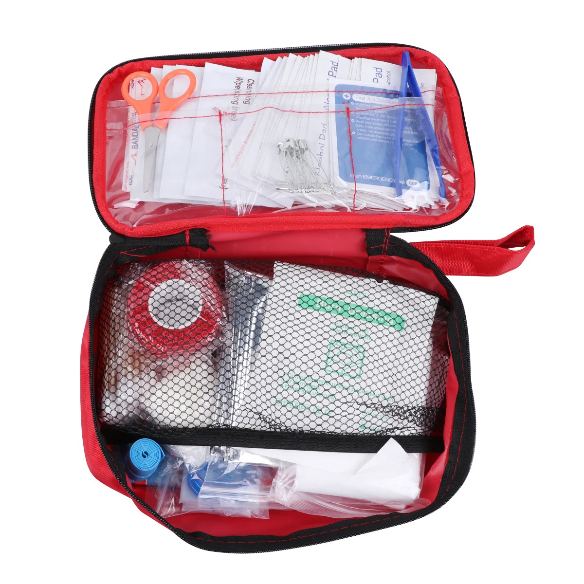 مجموعة واحدة من أدوات الإسعافات الأولية المقاومة للماء للطوارئ، كتيب تعليمات مدمج وخفيف الوزن ومقصورات متعددة