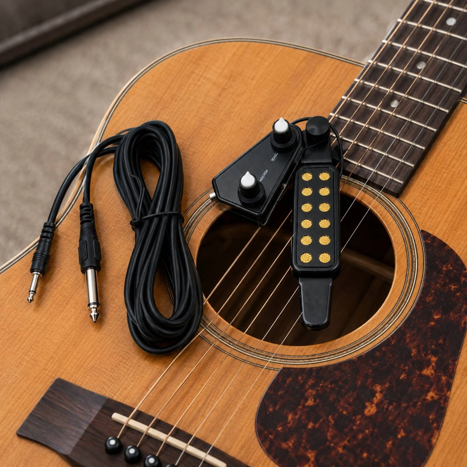Acoustic Guitar Soundhole Pickup Passive Soundhole Pickup with Control Module Adjustable Volume Compact for Performances