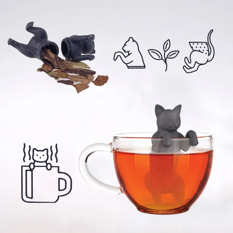 Reusable Silicone Tea Infuser Filter Cat Creative Tea Bag Coffee Diffuser Filter Strainer Strainer Leaf Herbal Spice Filter