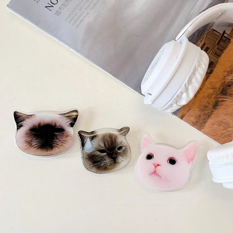 Ins Korea Cute 3D Cat Phone Grip Tok Puppy Griptok Lovely Holder Ring for IPhone 14 Accessories Funny Animal Phone Stand Holder
