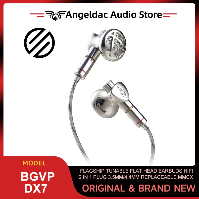 

BGVP DX7 Flagship Tunable Flat Head Earbuds HIFI 2 in 1 Plug 3.5mm/4.4mm Replaceable MMCX Wired Earphone