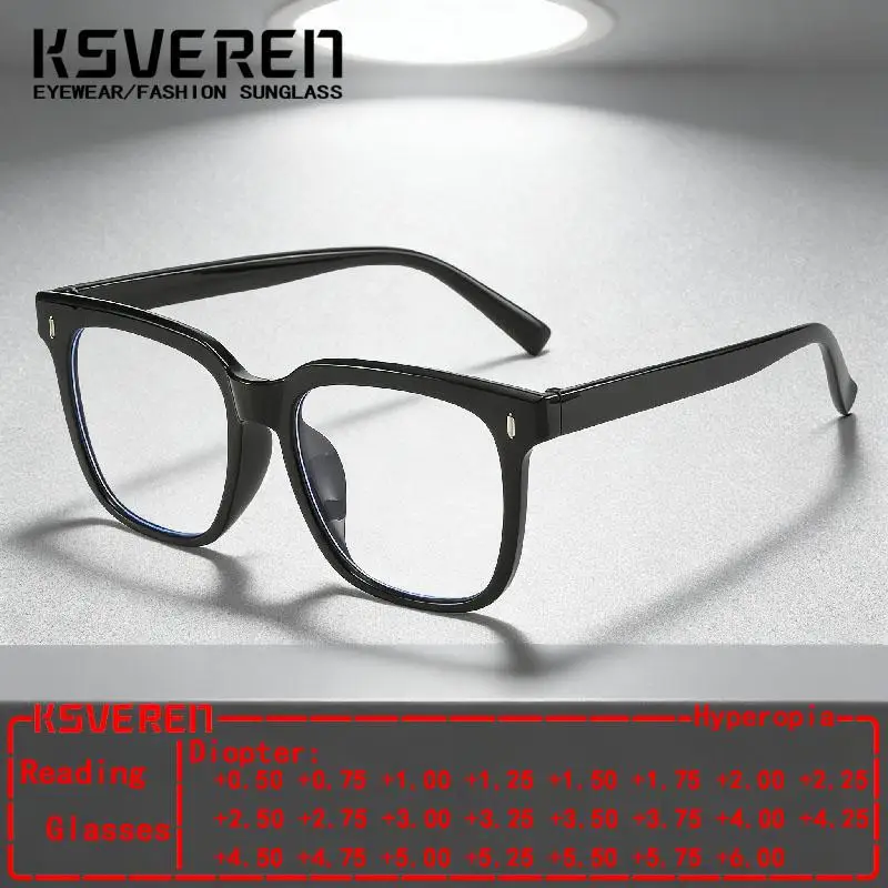 

Квадратные очки для чтения в большой оправе для мужчин и женщин, анти-синий свет, очки по рецепту, очки для дальнозоркости, увеличение с одним фокусом