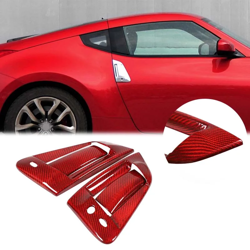 Door Handle Protector Cover Real Carbon Fiber Exterior Door Handle Cover Trim Sticker For Nissan 370Z Fairlady Z Z34 2009-2019