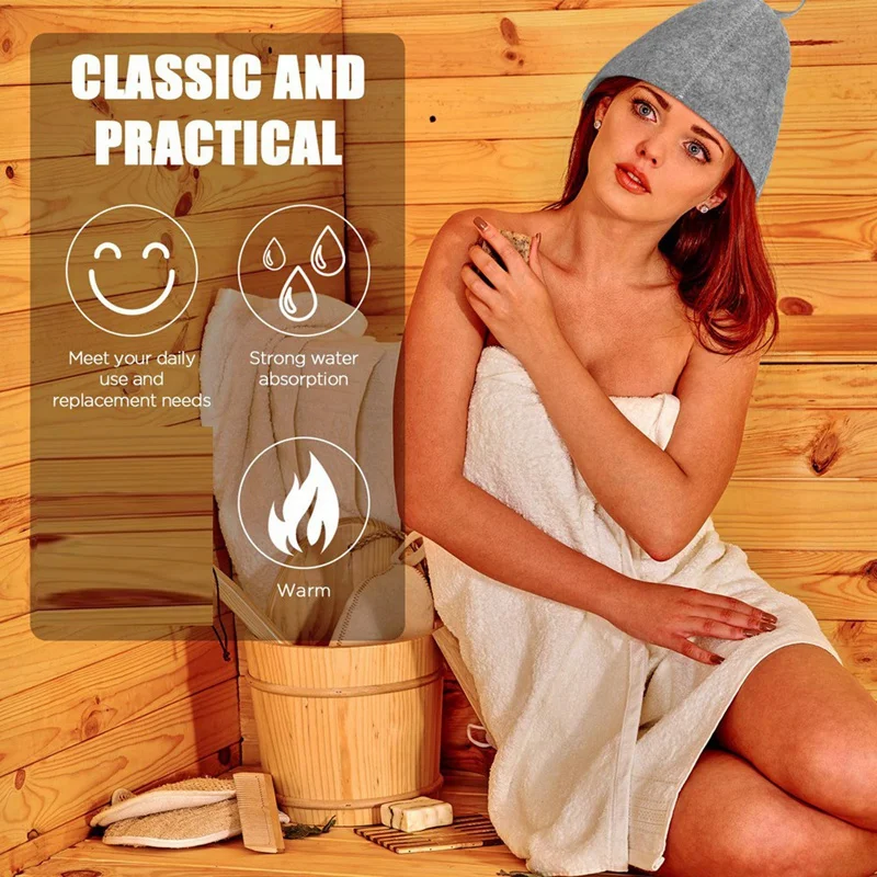 KSOL 12Pcs Sauna Hat Felt Bath Hat Head Protection Absorbent Sauna Cap for Sauna Shower Bath Steam Room Accessories