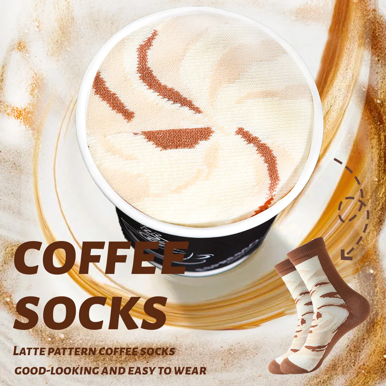 1 pair of unisex mid-calf socks in a novel and interesting coffee-themed gift box, creative socks with a fashionable and trendy style, comfortable and breathable, suitable for parties, casual wear, Valentine's Day, Hal