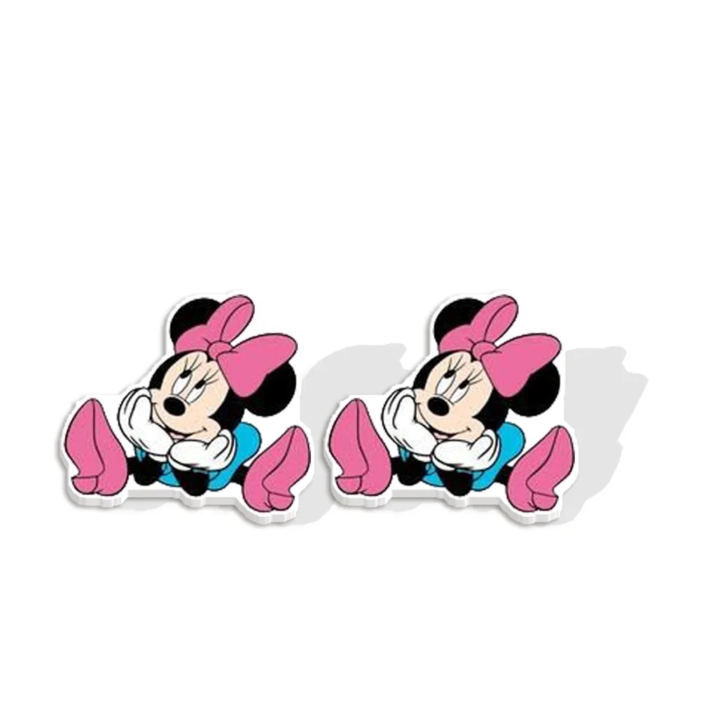 Disney-pendientes de tuerca de Minnie para niña, aretes acrílicos con figura de personaje de dibujos animados, joyería para regalo de fiesta, materiales hechos a mano