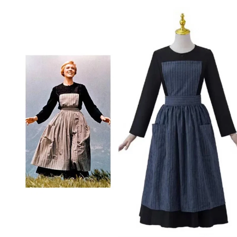 The Sound of Music Maria Cosplay Costume Traditional National Clothing Dirndl Medieval Victorian Scottish Vintage Dress