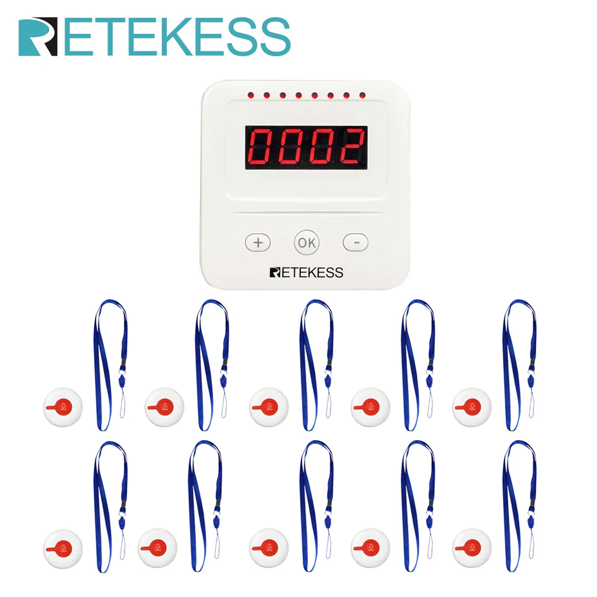 Retekess Caregiver Pager Wireless Nurse Call Alert System Screen Receiver Call Button For Disabled Nursing Home Elderly Hospital