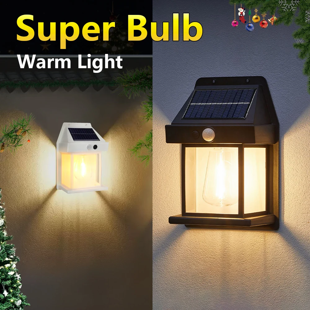 

Super Bulb Solar Light Tungsten Lamp IP65 Waterproof Motion Sensor for Villa Wall Outdoor Garden Christmas Decoration Lights