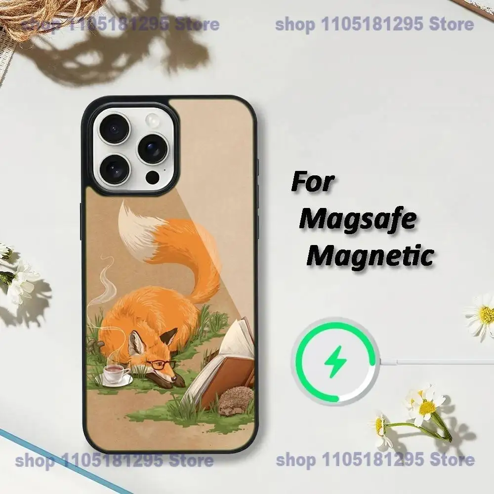 حافظة هاتف كارتون فوكس آيفون 17,16,15,14,13,12,11,Plus,Pro,Max,Mini Magsafe شحن لاسلكي مغناطيسي